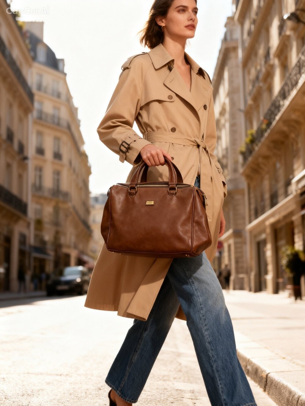 Gianfranco Ferré Vintage Brown Leather Bowling Bag